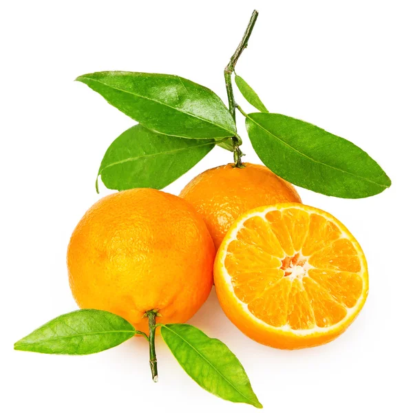 Tangerine with segments on a white background reduce — Stock Photo, Image