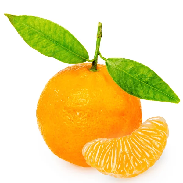 Tangerine with segments on a white background reduce — Stock Photo, Image