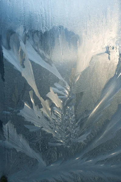 Icy pattern on glass — Stock Photo, Image
