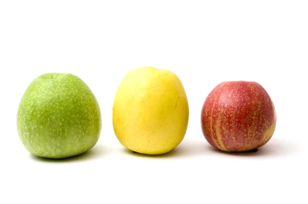 Three apples - red, yellow and green — Stock Photo, Image