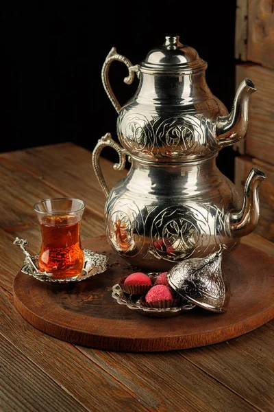 Oriental Style Tea Time Arrangement Ethnic Table — Stock Photo, Image