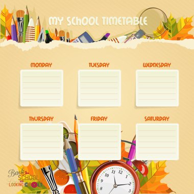School Timetable. Schedule.