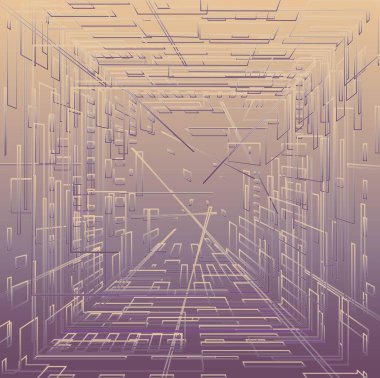 Geometrik şekilli soyut arkaplan. 3d illüstrasyon