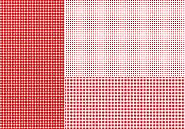 red and white background with dots