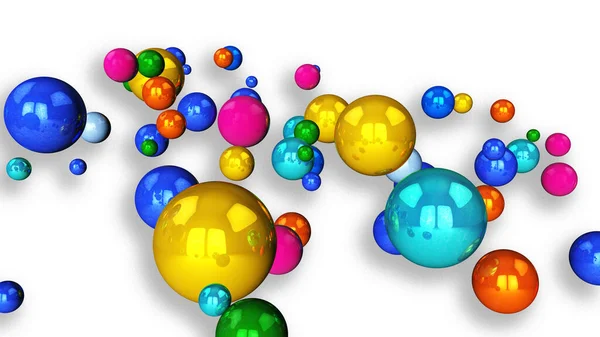 五彩缤纷的不同颜色的球 3D渲染 以白色背景隔离 — 图库照片