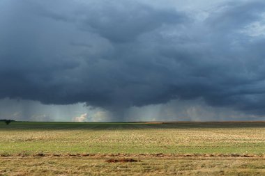 Gök gürültülü bulutlar ve şiddetli yağmur. Yaz, sade.
