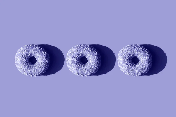 Три Пончика Подряд Плоскими Тенями Высококачественное Фото 2022 Окрашенный — стоковое фото