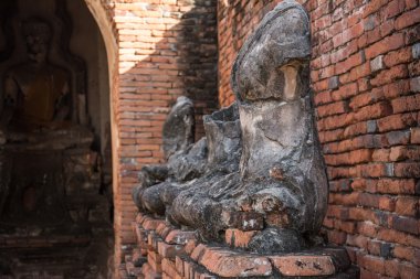 satır berbat Buda heykeli wat chai wattanaram, ayutthaya, Tayland