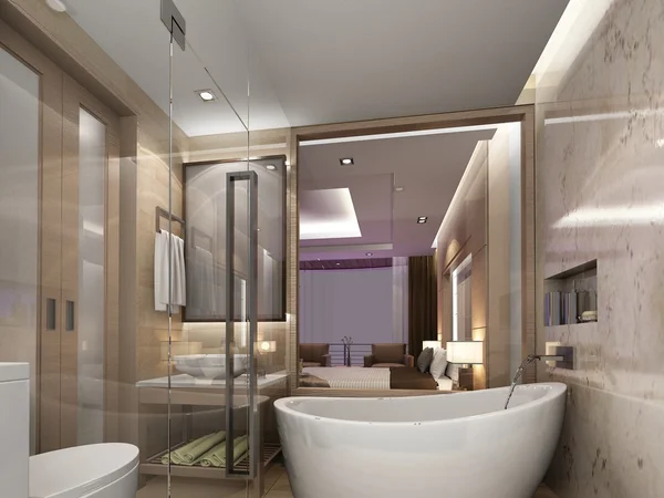 Cuarto de baño interior, 3d render — Foto de Stock