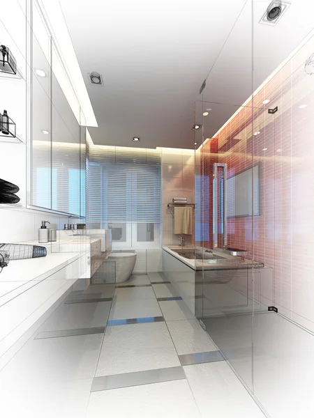 Schets ontwerp van interieur badkamer — Stockfoto