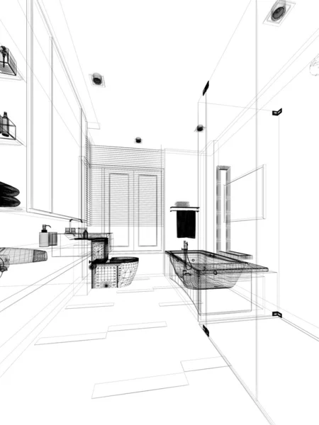 Sketch design of interior bathroom — Stock Photo, Image
