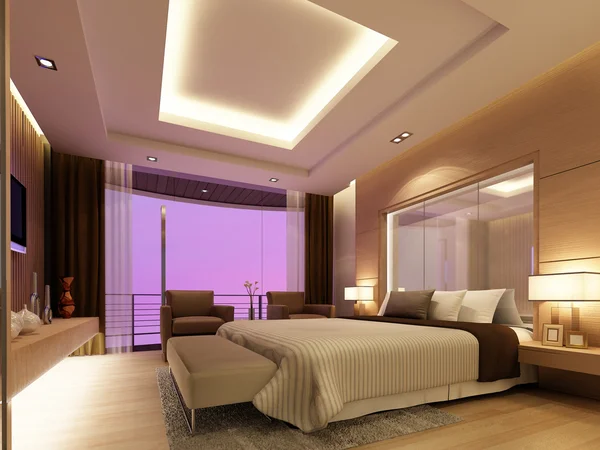 3D Darstellung des Schlafzimmers — Stockfoto