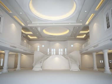3d interior render of luxury hall clipart