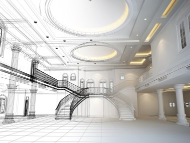 lüks salon iç 3D render