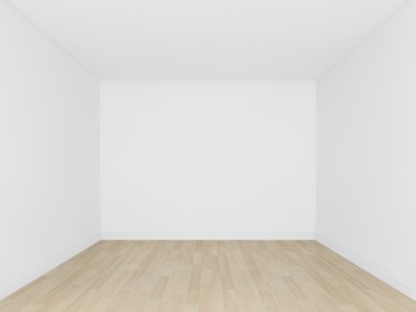 beyaz duvar ahşap zemin, boş oda, 3d iç