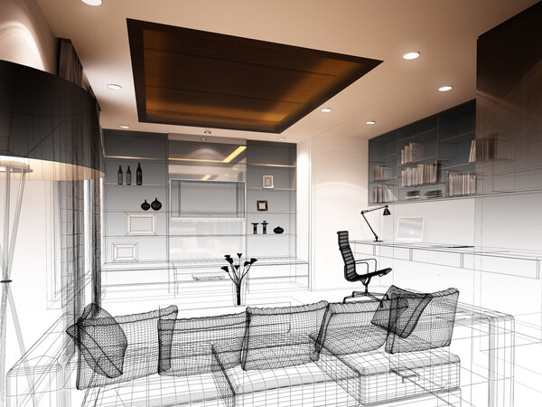 Эскиз дизайна интерьера
