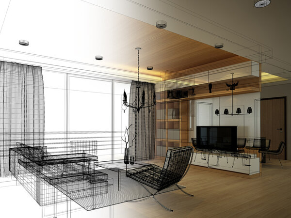 Эскиз дизайна интерьера
