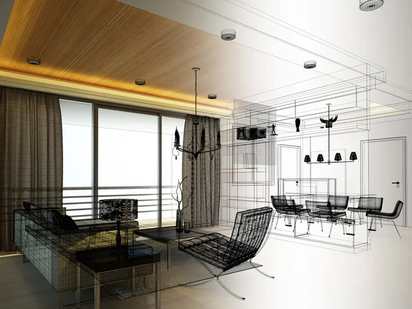 Sketch design of interior living — Stock Photo, Image