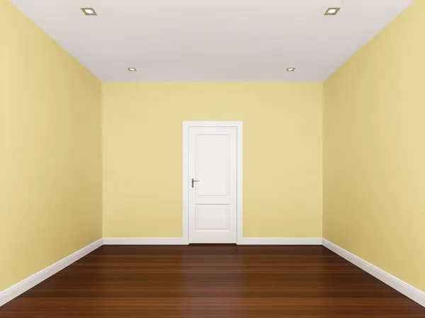 Mur jaune, chambre vide, intérieur 3d — Photo