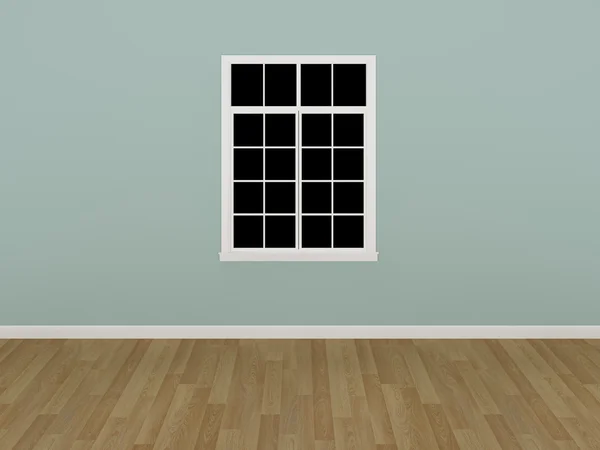 La ventana de la pared verde en una habitación vacía — Foto de Stock