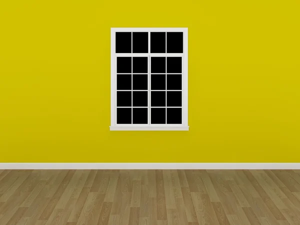 Das Fenster an der gelben Wand in einem leeren Raum — Stockfoto