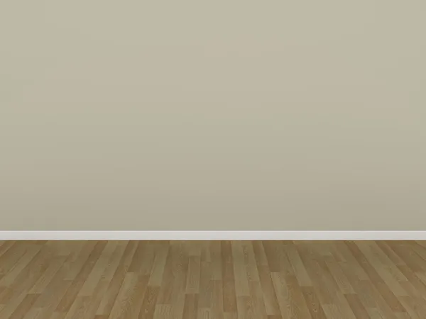 クリーム色の壁と木製の床、空の部屋で — ストック写真