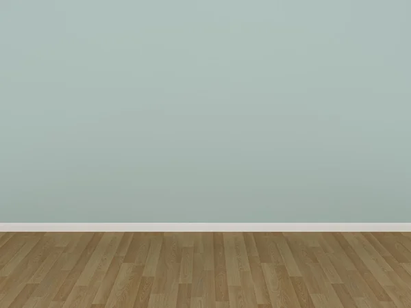 グリーンの壁と木製の床、空の部屋で — ストック写真