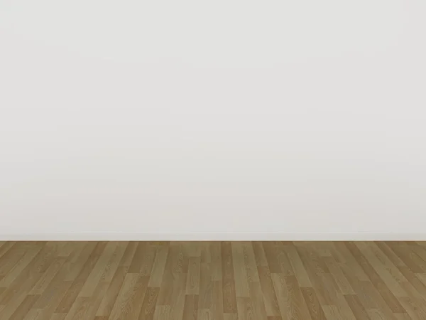 Белая стена и деревянный пол, 3d — стоковое фото