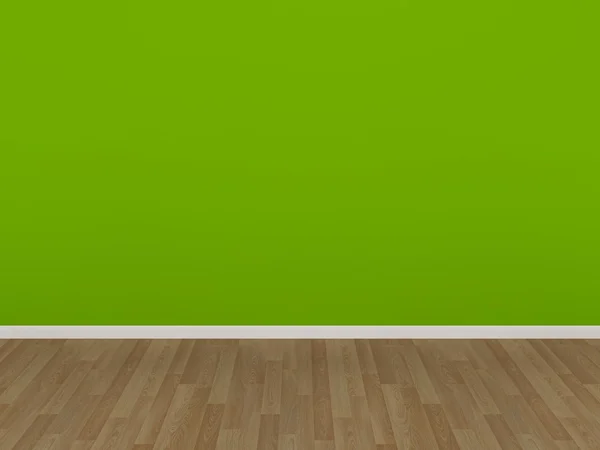 Grüne Wand in einem leeren Raum — Stockfoto