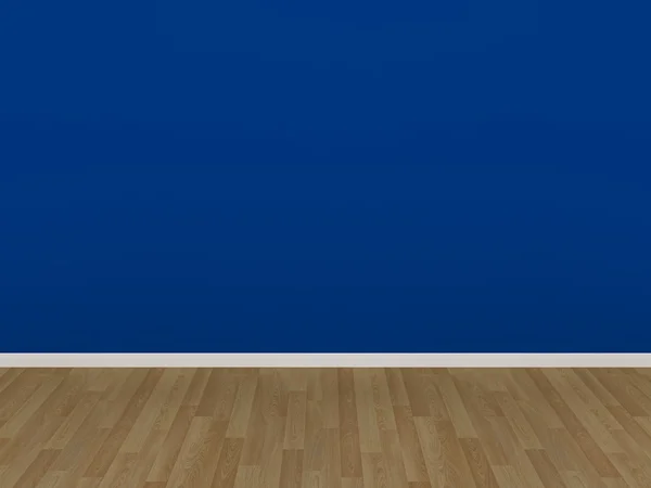 Pared azul y suelo de madera, 3d —  Fotos de Stock