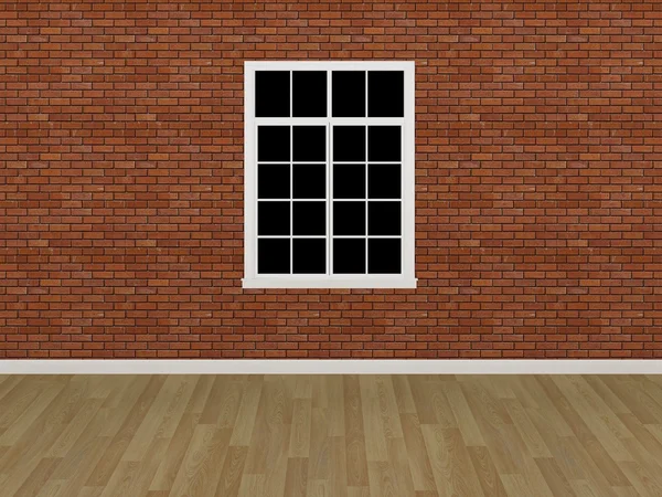 Fönster på tegelmur, 3d — Stockfoto