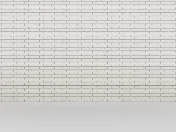 Ziegelwand weiß grauer Boden, 3d — Stockfoto