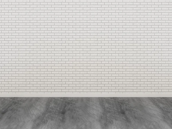 Цегляна стіна і дерев'яна підлога, 3d — стокове фото