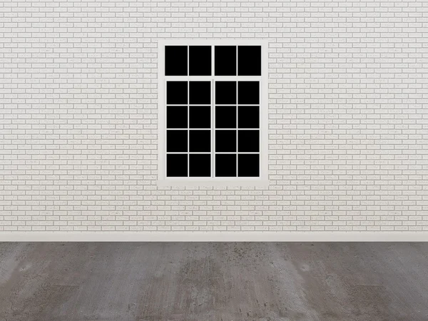 Fenster an weißer Ziegelwand, 3d — Stockfoto