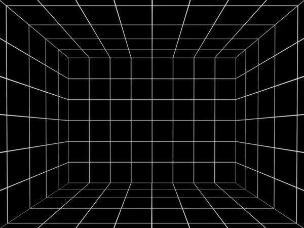 Черное пространство с перспективной сеткой, 3d — стоковое фото
