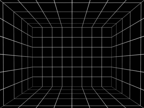 Black space with perspective grid , 3d — Stock Photo, Image