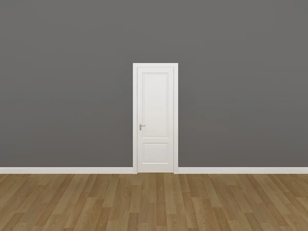 Дверь на светло-серой стене, 3d — стоковое фото
