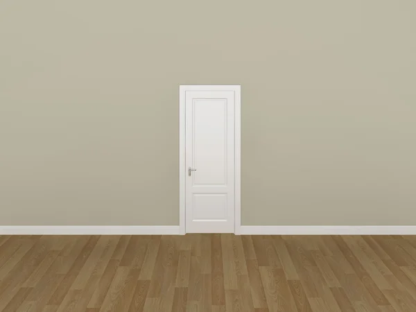 Дверь на кремовой стене, 3d — стоковое фото