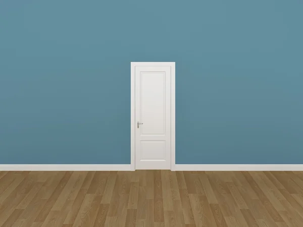 Tür an hellblauer Wand, 3d — Stockfoto