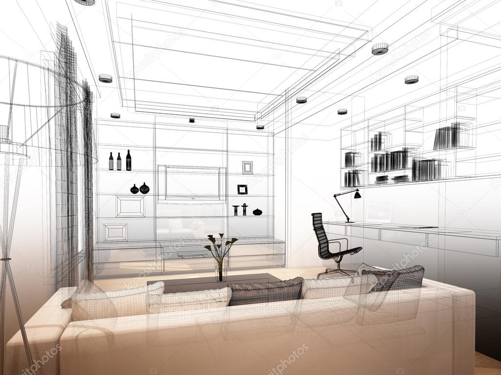 Sketch design of interior living