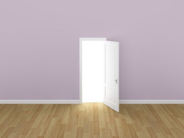 Kapıyı açık pembe duvarda, 3d