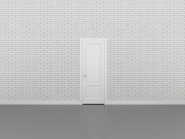 Tür an weißer Ziegelwand, 3d — Stockfoto