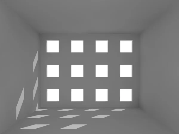 Luz e sombra na sala, interior 3d — Fotografia de Stock