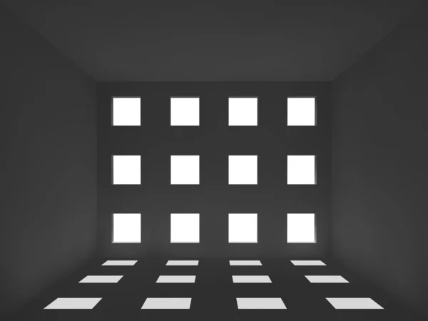 Ljus och skugga i rummet, 3d interiör — Stockfoto
