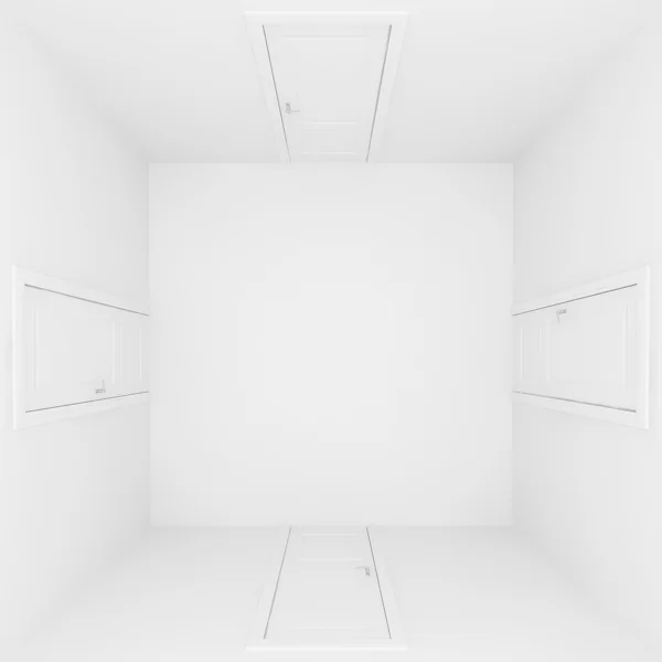 Weiße Wand leeres Zimmer von oben, 3d Innenraum — Stockfoto