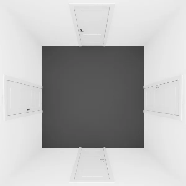 Mur blanc chambre vide sur la vue supérieure, intérieur 3d — Photo