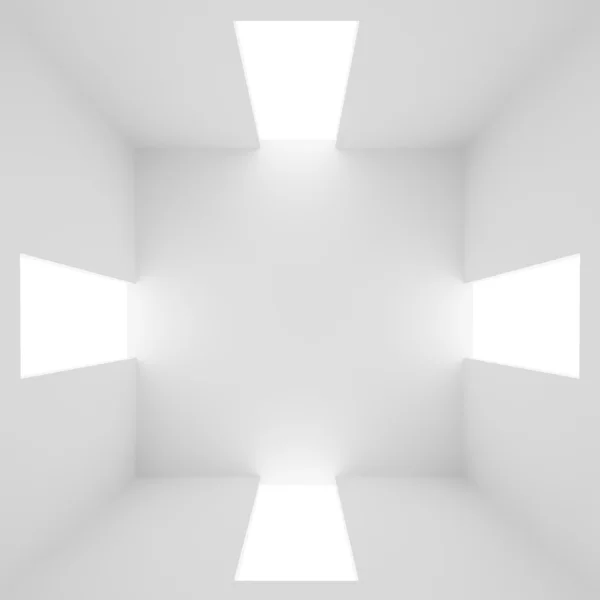 Felülnézet, 3D-s belső fehér fal üres szoba — Stock Fotó