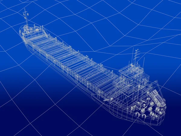 3D-рама океанского лайнера в океане — стоковое фото