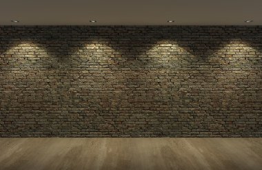 Geceleri, 3d beton zemin ile eski tuğla duvar