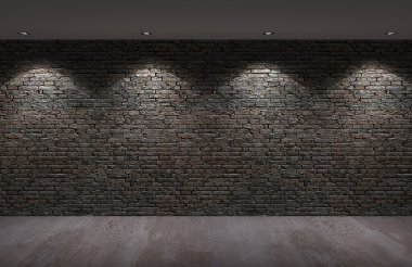 Geceleri, 3d beton zemin ile eski tuğla duvar